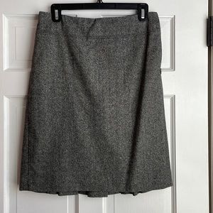 Gray wool pencil skirt with button detail in back